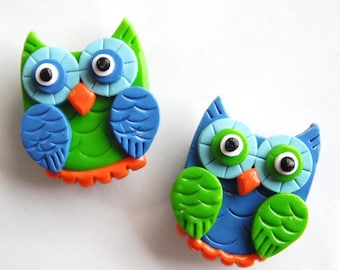 Magnet Owls handmade polymer clay magnets ( 2 )