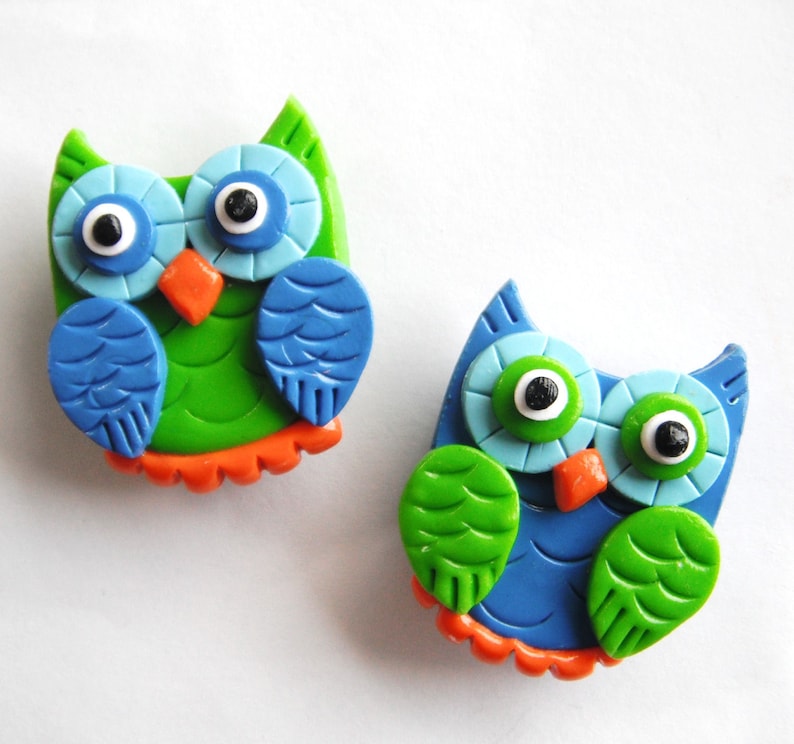 Owls Handmade Polymer Clay 2 Etsy