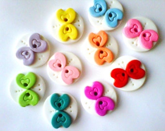 Button Rainbow of Butterflies handmade polymer clay buttons  ( 10 )