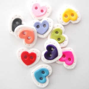 Colorful  Heart buttons handmade polymer clay buttons ( 5 )
