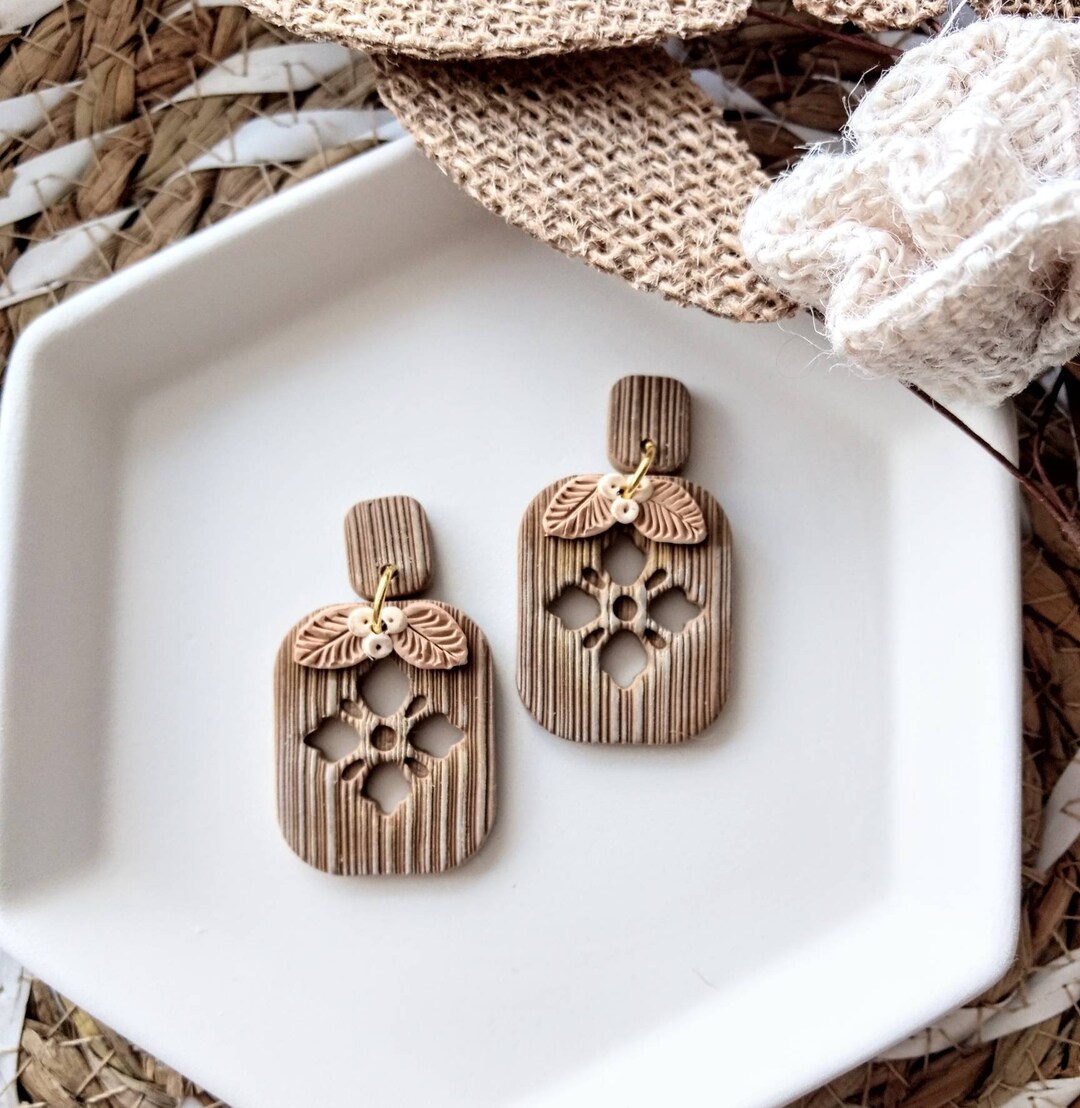 Boucles D'oreilles En Verre Dépoli Blanc Gouttelé - Style Bohème Hippie - Occasion