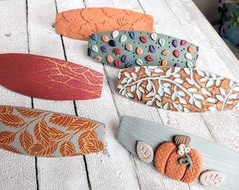 Barrettes Fall Autumn polymer clay handmade holiday season