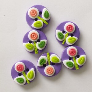Botão May Flowers conjunto de botões de argila de polímero feitos à mão ( 6 )
