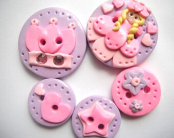 Button Little Princess   polymer clay buttons   ( 5 )