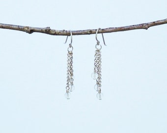 Triple Chain Quartz Earrings