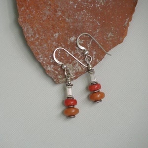 Orange Agate and Coral Earrings image 3