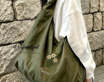 Bolso bandolera grande de lona unisex, bolso de viaje, bolso bordado personalizado, bolso bandolera, bolso hobo, bolso cruzado de viaje