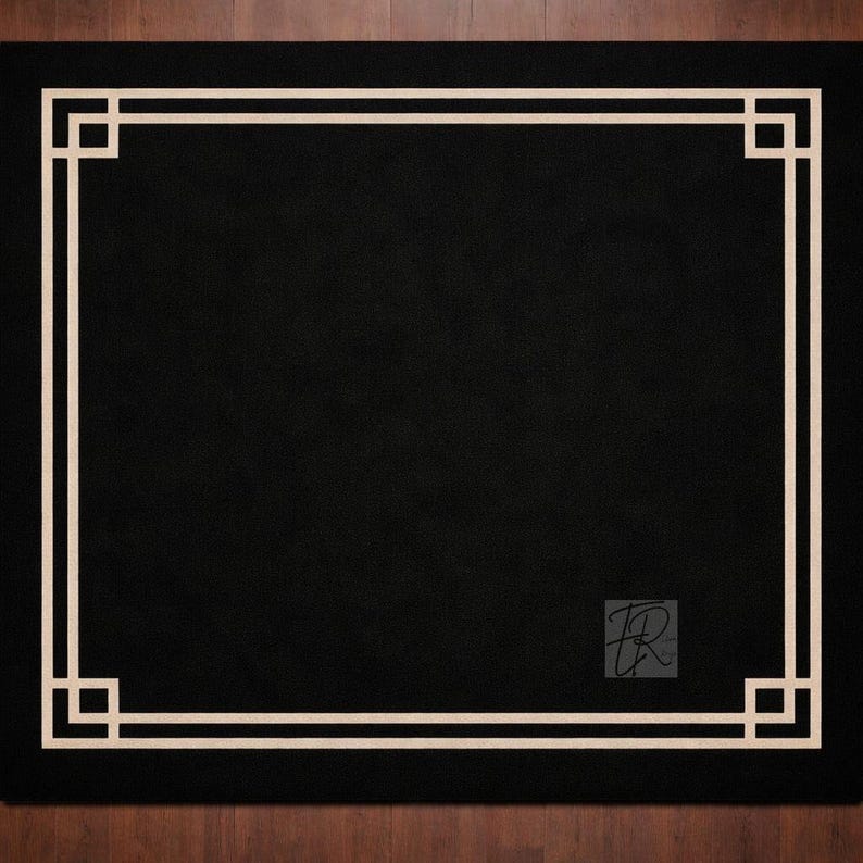 Modern Black Ivory Border Rug | Luxury Geometric Area Rug | Hand Tufted ...