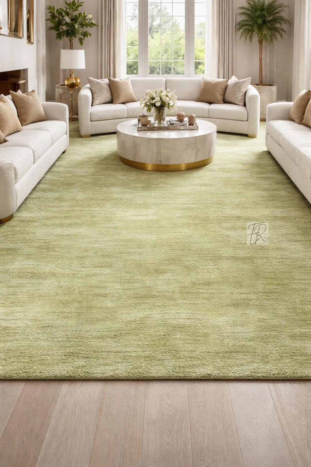 Hand Tufted Solid Green Area Rug, Luxury Modern Living Room Rug, Soft ...