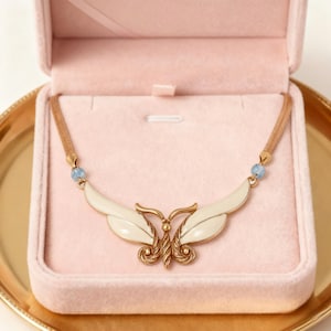 Unique Ivory White Enamel Butterfly Pendant with Gold Plated Silver Natural gem handmade Art deco Vintage Retro Nature Transformation Beauty