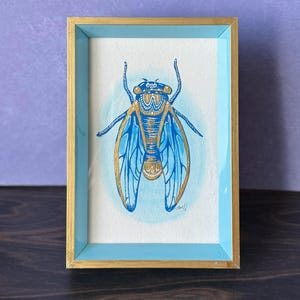 Original Framed Cicada Art 4x6’’