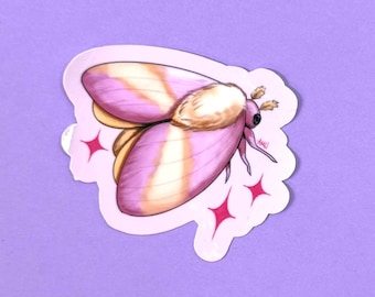 Rosy Maple Moth Die-Cut Pink Sticker