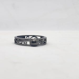 Ring i oxiderat 925 sterlingsilver, sked med stjärndetaljer, ring med dold detalj och hemligt funktionellt element, bumpring, bästa presenten, fällbar ring