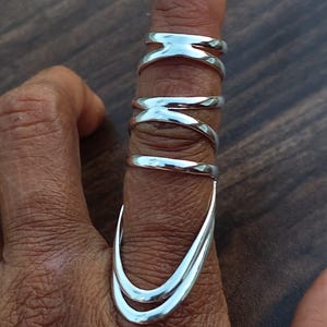 Full Finger Ring in German Silver and Brass, Statement Long Armor Ring, Boho Joint Ring, Gothic Claw Ring, Unique Gift for Her, Armer Ring