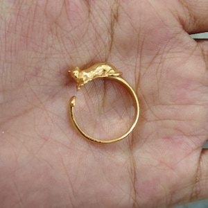 Guldkattring, Unika kattringar, 14K guld vermeil, Justerbar ring, Ketty Lover Present, Jubileumsring, Födelsedag, Mamma, Barnring, Djursmycken,