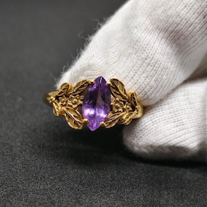 Natural Amethyst Silver Branches Ring, Inspired Ring, Unique 925 Sterling Silver Ring, Silver Leaves Jewelry Wedding Ring, Gift For Women