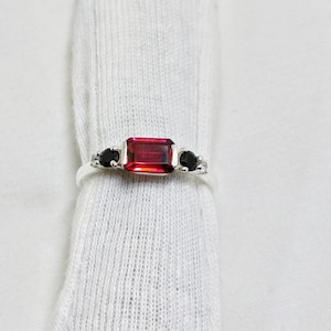 Genuine Garnet Ring, 925 Sterling Silver Ring, Engagement Ring, Handmade Solitaire Ring, Dainty Wedding Ring, Gift For Her