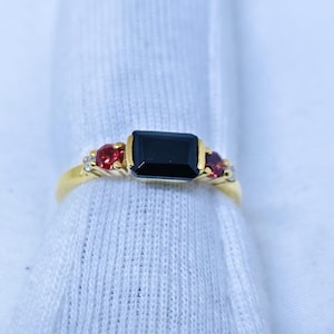 Natural Black Onyx Ring, 18k Gold Vermeil 925 Sterling Silver Ring, Handmade Ring, Wedding Ring, Anniversary Ring, Dainty Ring, Gift For Her