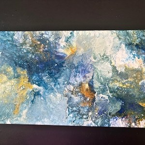 Peinture acrylique originale sur toile - Art mural abstrait 10 x 20 - Décoration d&#39;intérieur fluide - Oeuvre d&#39;art moderne unique faite main