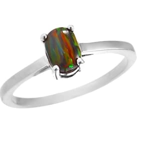 Genuine Opal Ring, Black Fire Nature Opal, 925 Sterling Silver Ring, unique Ring, engagement Ring, Anniversary Gift For Her, Gift for Love.