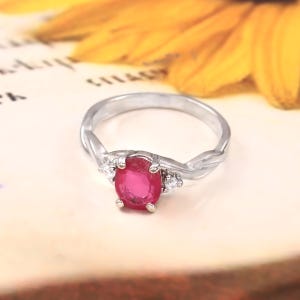 Pink Topaz Ring, Moissanite Ring, Solid 925 Sterling Silver Ring, Dainty Ring, Unique Ring, Wedding Gifts Mother&#39;s Day Gift, Birthstone Ring