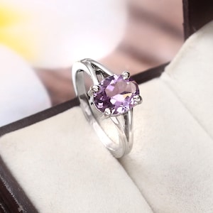 Amethyst Ring, 925 Sterling Silver Ring, Fine Ring, Oval Cut Ring, Dainty Ring For Women, Birthstone Ring, Anniversary Ring, Gift For Her.