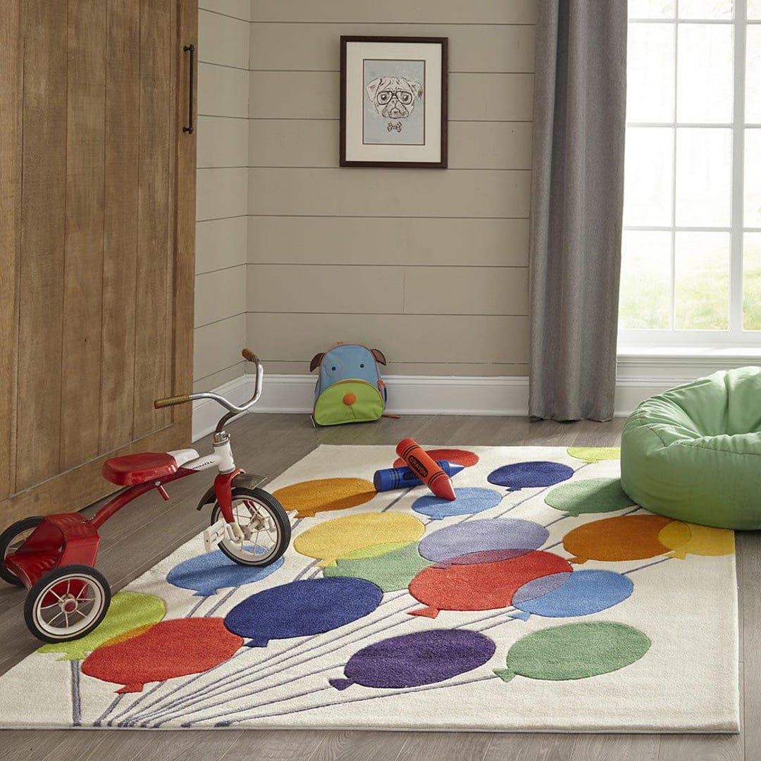 Hand-tufted Kids Rug, Colorful Balloons, Nursery Playroom Carpet - Etsy