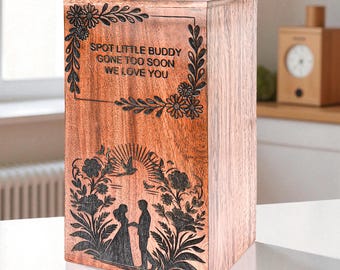 Urna de cremación personalizada: urna de diseño de pareja grabada en palisandro personalizada para cenizas humanas.