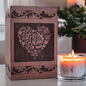 Elegant Heart Urn for Human Ashes Adult Male Female - Cremation Urns for Men Women, Decorative Urns, Urns for Cremation Ashes Mother Father