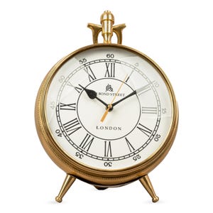 Reloj de escritorio vintage dorado: reloj de mesa silencioso de 20 cm para escritorio, reloj de repisa retro a pilas, decorativo para el hogar y la oficina.