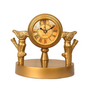 Vintage Bird Table Clock – 3-Inch Dial Retro Mantel Clock, Battery-Operated Metal Desk Clock – Living Room, Table & Fireplace Decor