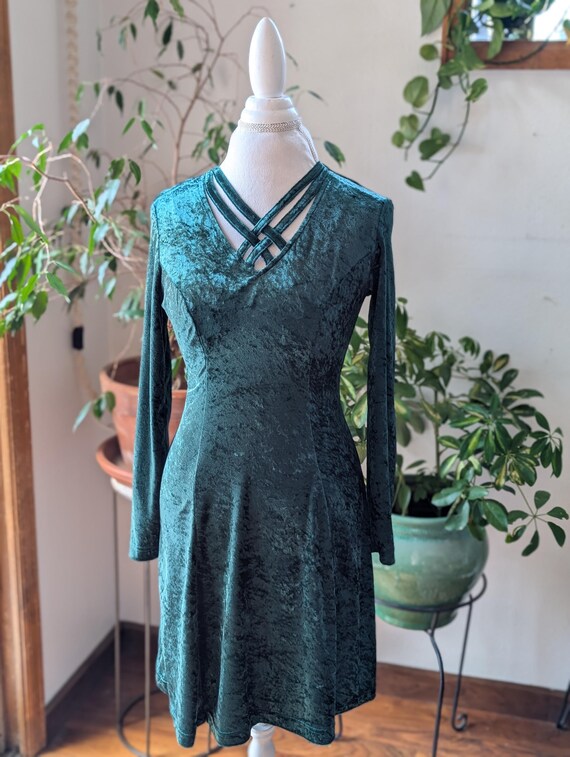 navy blue dress for baby girl Dreamy 90s crushed velvet maxi dress, available for purchase now! Size S/M  and $125 shipped. Local pickup available in Austin. We ship worldwide!  #holidaydress #holidaygown #vintage #vintagegown main image 1