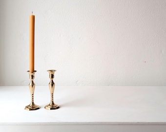 Vintage Brass Candlestick Holders - Mid Century Taper Candle Pair