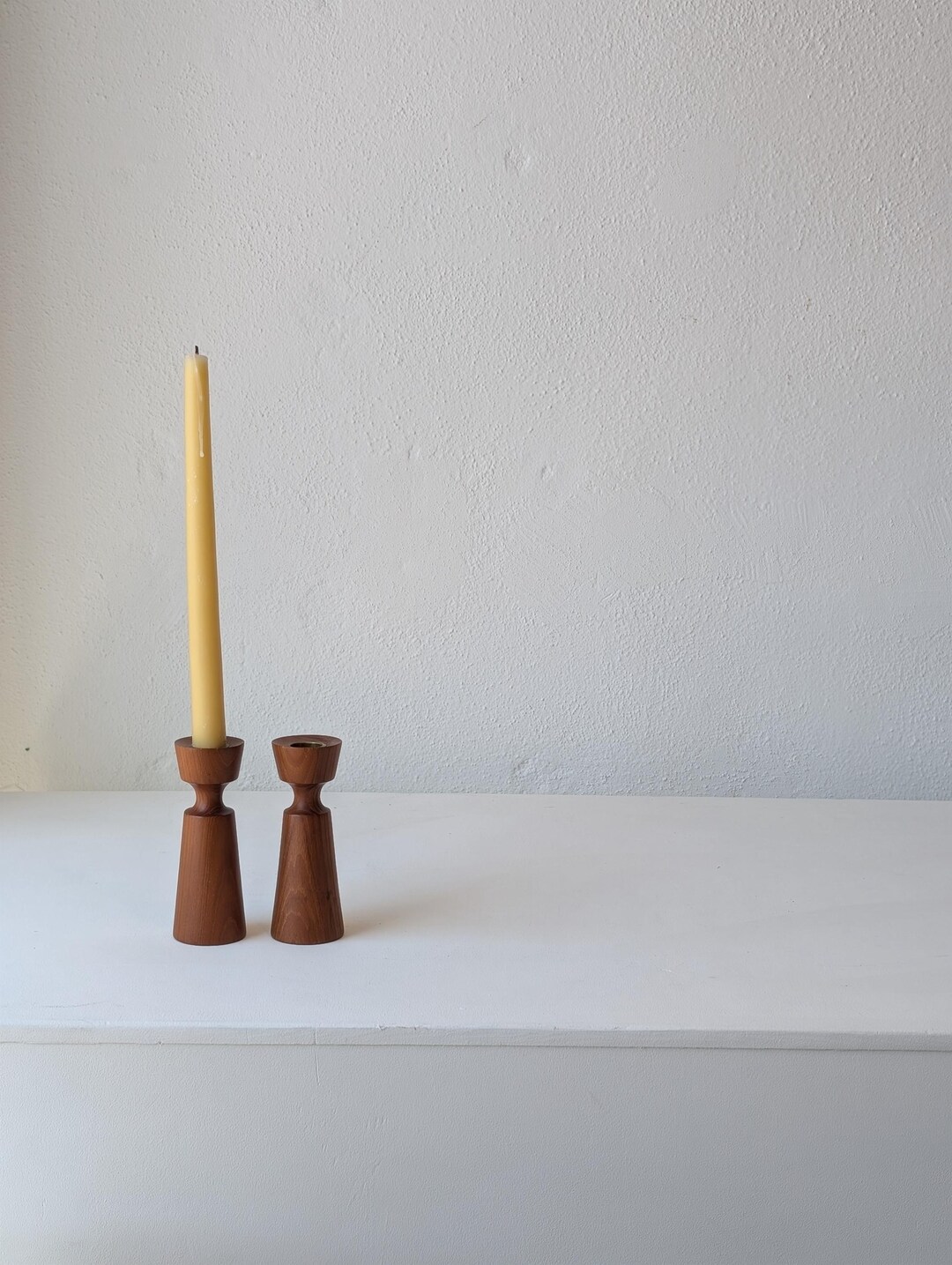 Pair of Vintage Danish Modern Teak Candlestick Holders Mid-century Wood ...
