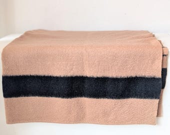 Vintage Early's Witney Wool Blanket – Cream With Tan Stripes