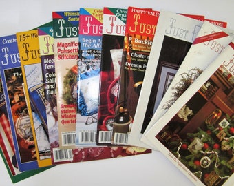 11 JUST CROSS STITCH Vintage Magazines 1987-1998 Counted Cross Stitch Back Issues Incl. Holiday Issues, Samplers, Prairie Schooler More