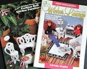 TWO Plastic Canvas Patterns WICKER LOUNGE Garden Furniture Fashion Doll Furnishings Annie 39 s Attic and House of White Birches