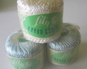 LILY VINTAGE Rayon Crochet Thread LOT