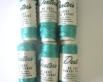 6 Dexter's De Luxe TINSEL CORDE NOS Metallic Yarn for Crocheting & Knitting