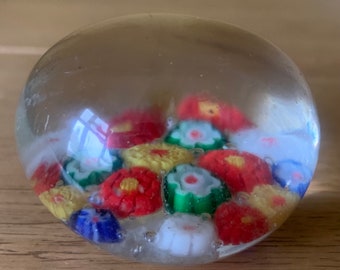 A small vintage millefiori glass paperweight