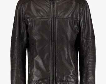 Cafe Racer Men’s Black Genuine Leather Jacket Motorcycle Biker  Leather Coat