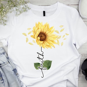 Faith Sunflower Digital Download | Christian Floral Printable | Inspirational PNG for Shirts, Tumblers, Stickers & More
