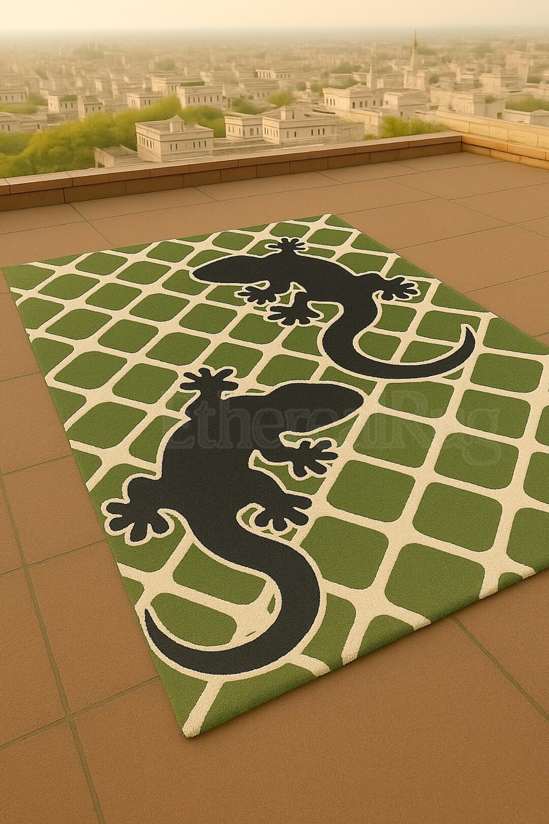 Cool Rug Lizard Custom Lizard Gecko Rug | Hand Tufted Reptile Rug | Green Animal Nature ...
