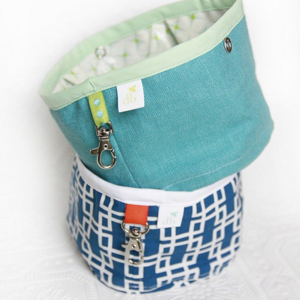 Squishy Travel Pet Water Bowl - Royal Blue Geometric Print