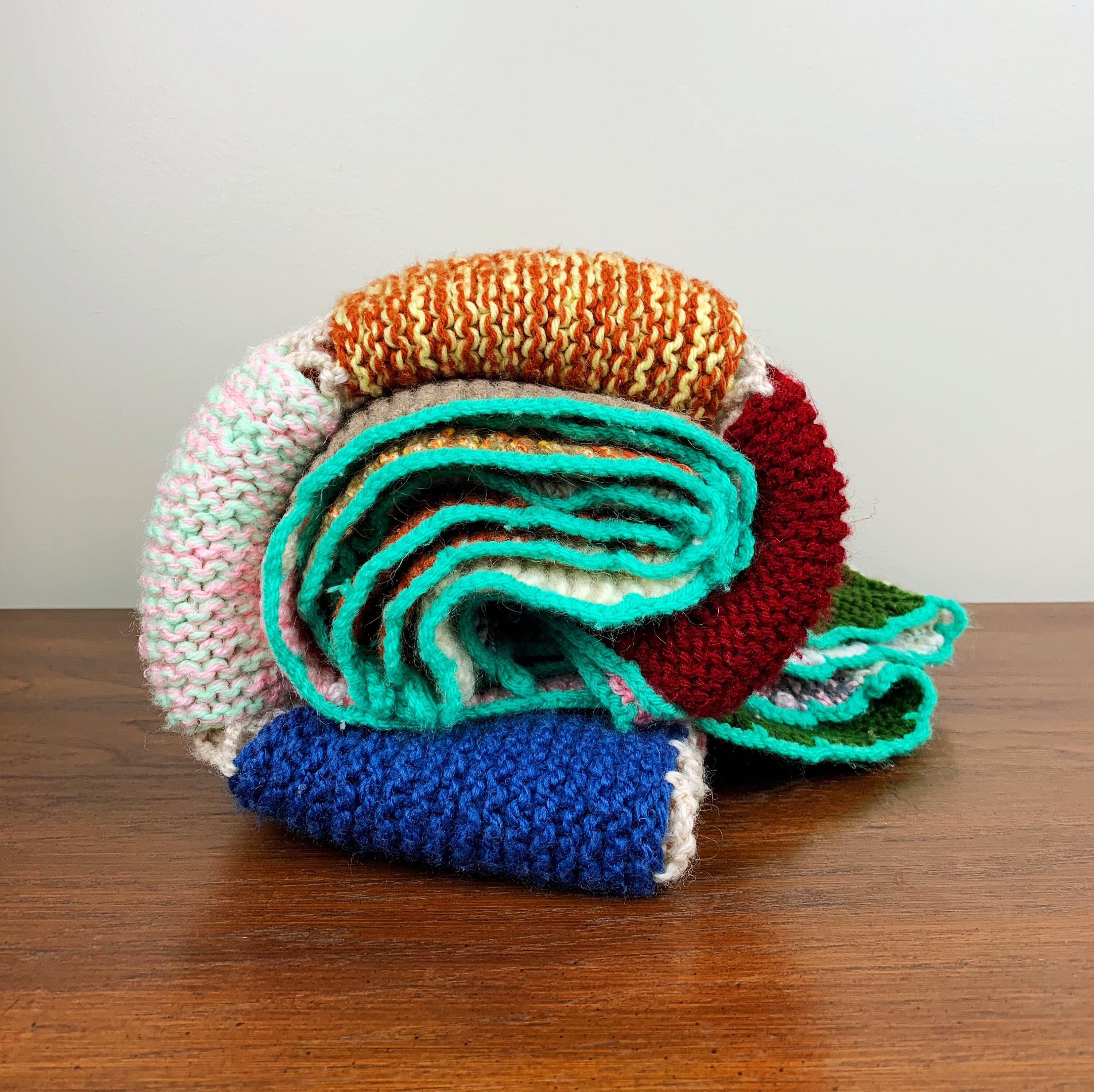 Handmade Knit Afghan Quilt Multicolor Folk Art Blanket Etsy