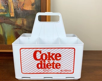 Vintage 1970s Diet Coke Bottle Holder for 6-Pack | French Language Coke Memorabilia, Made in Canada