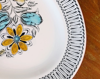 Vintage Broadhurst Ironstone Platter in Seychelles Design by Kathie Winkle | 1960s MCM Handpainted Serving Plate