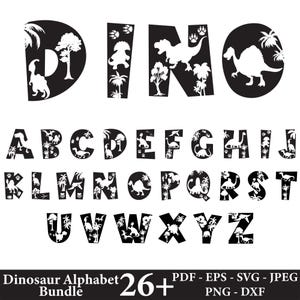 Letras de dinosaurio SVG, alfabeto de dinosaurio Svg, letras de dinosaurio, Trex Svg, fuente de dinosaurio Svg, archivos de corte de dinosaurio Svg para Cricut, camisa de bebé DIY Svg
