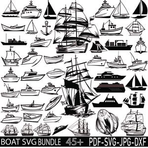Boat SVG Bundle, Sail Boat Svg, Ship Svg, Speedboat Svg, Cruise Ship Svg, Boat PNG Bundle, Boat Clipart, Boat SVG Cut Files for Cricut