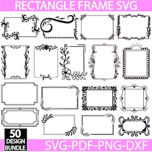 Rectangle Frame Svg Bundle, Rectangle Frame Png, Rectangle Clipart, Square Svg Png, Frames Svg Bundle, Geometric Svg Files, Silhouette